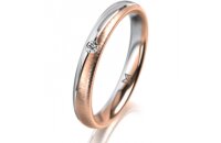 Ring 14 Karat Rot-/Weissgold 3.0 mm sandmatt 1 Brillant G...