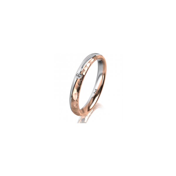 Ring 18 Karat Rot-/Weissgold 3.0 mm diamantmatt 1 Brillant G vs 0,025ct