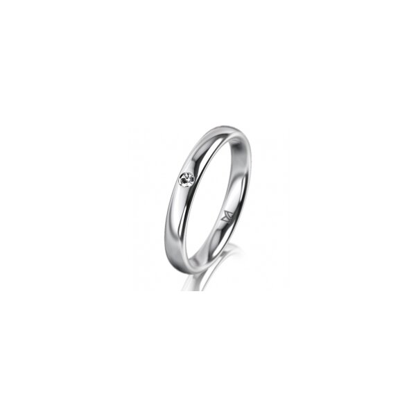 Ring 14 Karat Weissgold 3.0 mm poliert 1 Brillant G vs 0,025ct