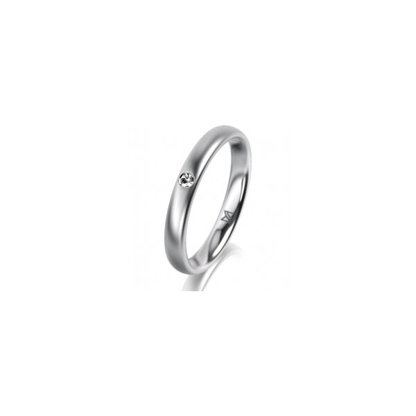 Ring 14 Karat Weissgold 3.0 mm l&auml;ngsmatt 1 Brillant G vs 0,025ct