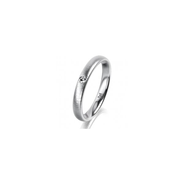 Ring 14 Karat Weissgold 3.0 mm sandmatt 1 Brillant G vs 0,025ct