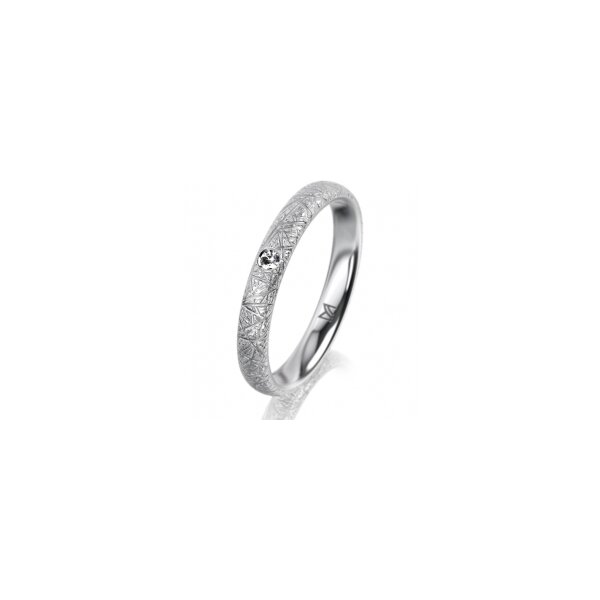 Ring 18 Karat Weissgold 3.0 mm kristallmatt 1 Brillant G vs 0,025ct