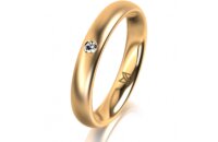 Ring 18 Karat Gelbgold 3.5 mm l&auml;ngsmatt 1 Brillant G...