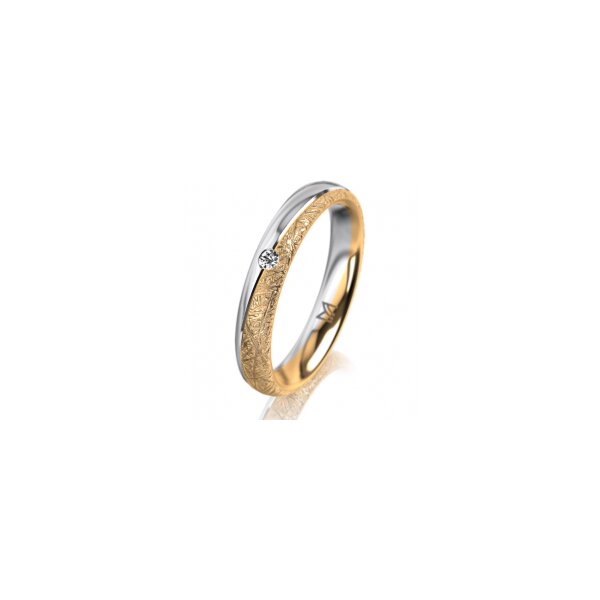 Ring 14 Karat Gelb-/Weissgold 3.5 mm kristallmatt 1 Brillant G vs 0,025ct