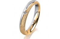 Ring 18 Karat Gelb-/Weissgold 3.5 mm kreismatt 1 Brillant...