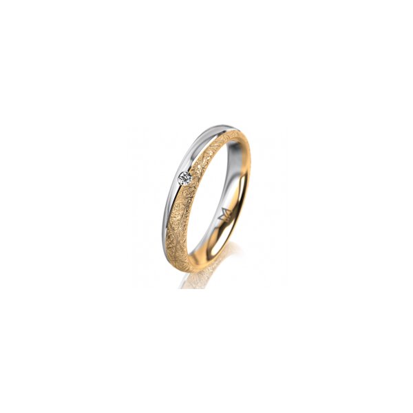 Ring 18 Karat Gelb-/Weissgold 3.5 mm kristallmatt 1 Brillant G vs 0,025ct