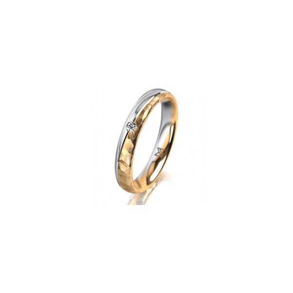 Ring 18 Karat Gelb-/Weissgold 3.5 mm diamantmatt 1 Brillant G vs 0,025ct