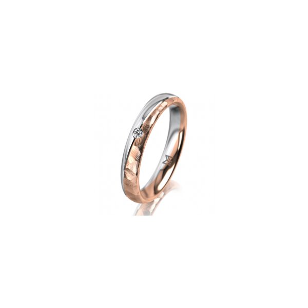 Ring 18 Karat Rot-/Weissgold 3.5 mm diamantmatt 1 Brillant G vs 0,025ct