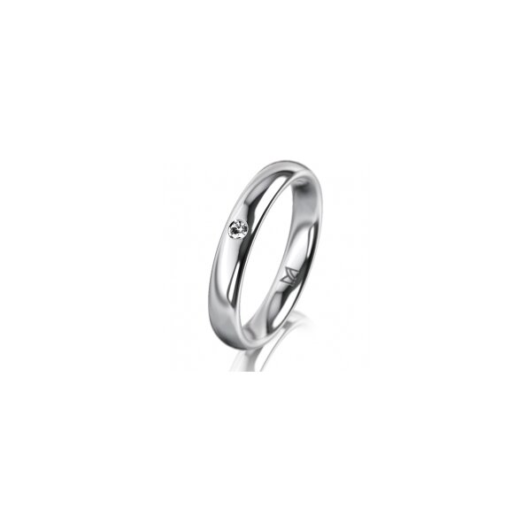 Ring 14 Karat Weissgold 3.5 mm poliert 1 Brillant G vs 0,025ct