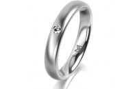 Ring 14 Karat Weissgold 3.5 mm l&auml;ngsmatt 1 Brillant...