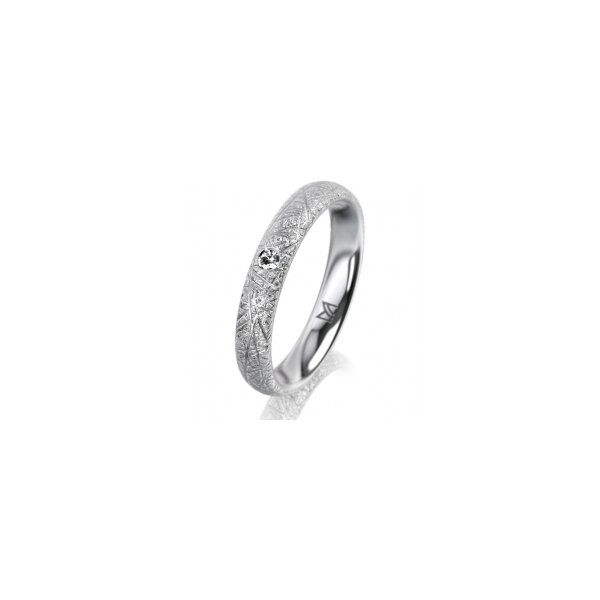 Ring 14 Karat Weissgold 3.5 mm kristallmatt 1 Brillant G vs 0,025ct