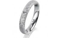 Ring 18 Karat Weissgold 3.5 mm kristallmatt 1 Brillant G...