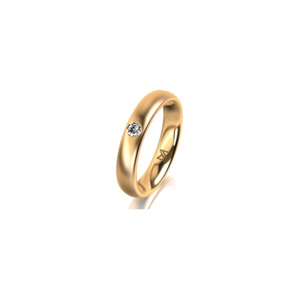 Ring 14 Karat Gelbgold 4.0 mm längsmatt 1 Brillant G vs 0,065ct