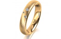 Ring 14 Karat Gelbgold 4.0 mm sandmatt 3 Brillanten G vs...