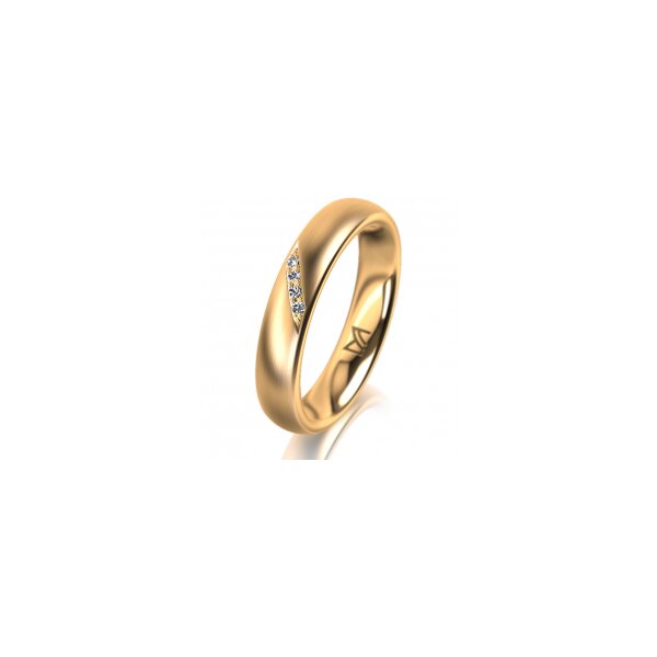 Ring 14 Karat Gelbgold 4.0 mm l&auml;ngsmatt 4 Brillanten G vs Gesamt 0,020ct