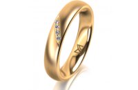 Ring 14 Karat Gelbgold 4.0 mm l&auml;ngsmatt 4 Brillanten...