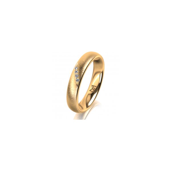 Ring 14 Karat Gelbgold 4.0 mm sandmatt 4 Brillanten G vs Gesamt 0,020ct