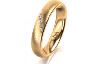 Ring 14 Karat Gelbgold 4.0 mm sandmatt 4 Brillanten G vs...