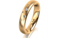 Ring 14 Karat Gelbgold 4.0 mm l&auml;ngsmatt 5 Brillanten...