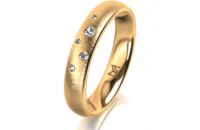 Ring 14 Karat Gelbgold 4.0 mm sandmatt 5 Brillanten G vs...
