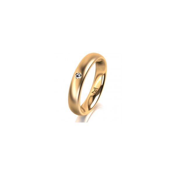 Ring 18 Karat Gelbgold 4.0 mm l&auml;ngsmatt 1 Brillant G vs 0,025ct