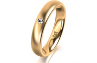 Ring 18 Karat Gelbgold 4.0 mm l&auml;ngsmatt 1 Brillant G...