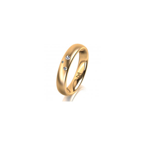 Ring 18 Karat Gelbgold 4.0 mm l&auml;ngsmatt 3 Brillanten G vs Gesamt 0,030ct