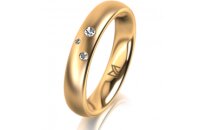 Ring 18 Karat Gelbgold 4.0 mm l&auml;ngsmatt 3 Brillanten...