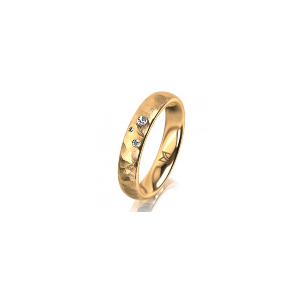Ring 18 Karat Gelbgold 4.0 mm diamantmatt 3 Brillanten G vs Gesamt 0,030ct
