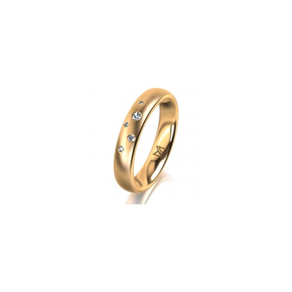 Ring 18 Karat Gelbgold 4.0 mm l&auml;ngsmatt 5 Brillanten G vs Gesamt 0,035ct