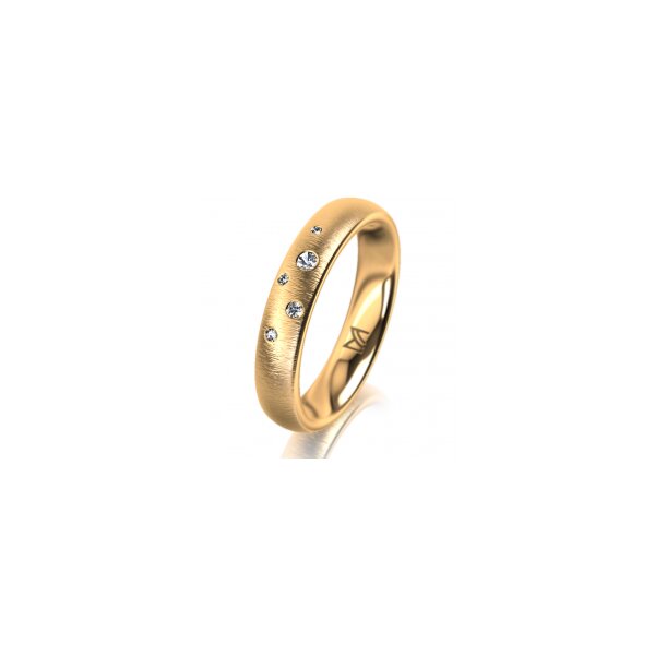 Ring 18 Karat Gelbgold 4.0 mm sandmatt 5 Brillanten G vs Gesamt 0,035ct