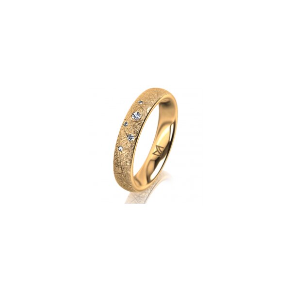 Ring 18 Karat Gelbgold 4.0 mm kristallmatt 5 Brillanten G vs Gesamt 0,035ct