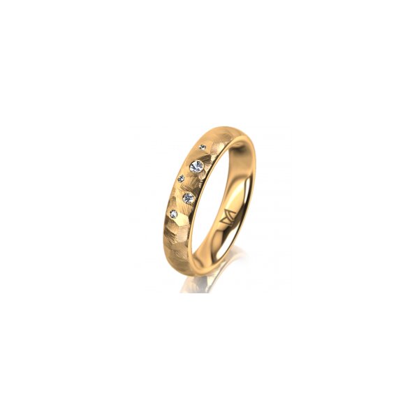 Ring 18 Karat Gelbgold 4.0 mm diamantmatt 5 Brillanten G vs Gesamt 0,035ct