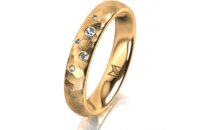 Ring 18 Karat Gelbgold 4.0 mm diamantmatt 5 Brillanten G...
