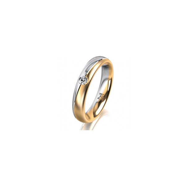 Ring 14 Karat Gelb-/Weissgold 4.0 mm längsmatt 1 Brillant G vs 0,065ct