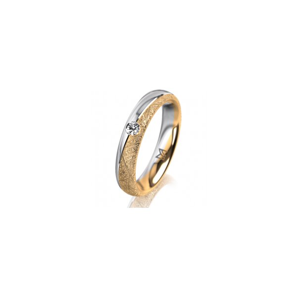 Ring 14 Karat Gelb-/Weissgold 4.0 mm kristallmatt 1 Brillant G vs 0,065ct
