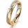 Ring 14 Karat Gelb-/Weissgold 4.0 mm sandmatt 3 Brillanten G vs Gesamt 0,030ct