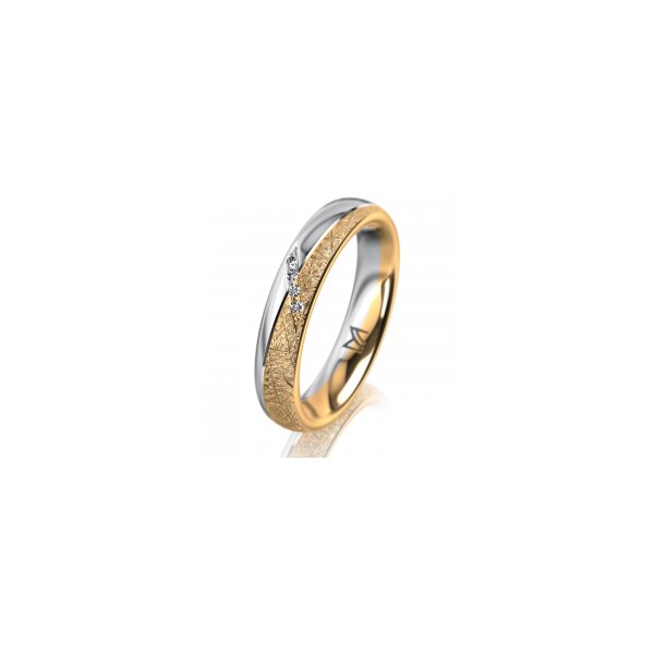 Ring 14 Karat Gelb-/Weissgold 4.0 mm kristallmatt 4 Brillanten G vs Gesamt 0,020ct
