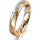Ring 14 Karat Gelb-/Weissgold 4.0 mm l&auml;ngsmatt 5 Brillanten G vs Gesamt 0,035ct