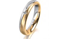 Ring 18 Karat Gelb-/Weissgold 4.0 mm sandmatt 1 Brillant...