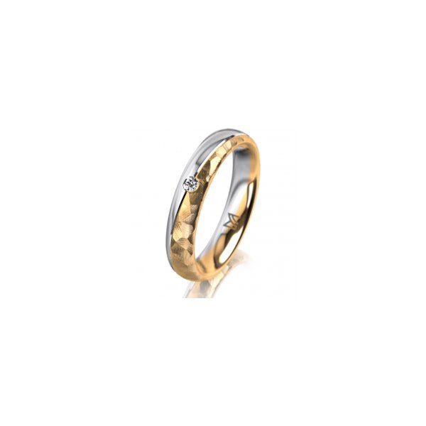 Ring 18 Karat Gelb-/Weissgold 4.0 mm diamantmatt 1 Brillant G vs 0,025ct