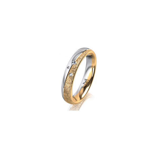 Ring 18 Karat Gelb-/Weissgold 4.0 mm kristallmatt 3 Brillanten G vs Gesamt 0,030ct