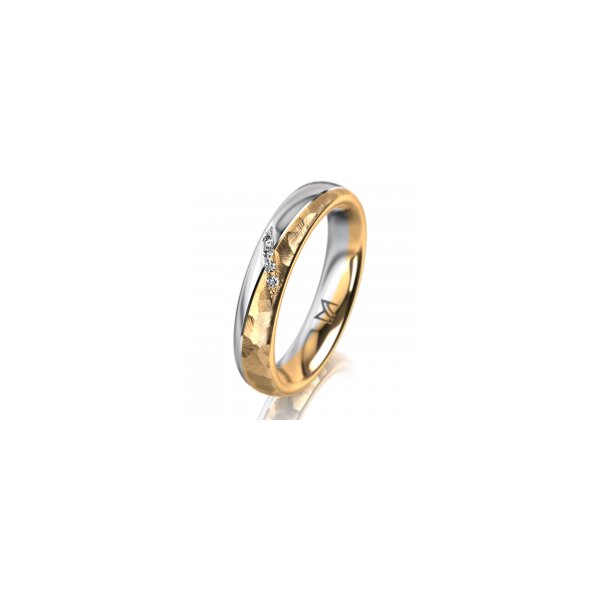 Ring 18 Karat Gelb-/Weissgold 4.0 mm diamantmatt 4 Brillanten G vs Gesamt 0,020ct