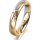 Ring 18 Karat Gelb-/Weissgold 4.0 mm längsmatt 5 Brillanten G vs Gesamt 0,035ct