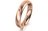 Ring 14 Karat Rotgold 4.0 mm l&auml;ngsmatt 1 Brillant G...