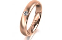 Ring 14 Karat Rotgold 4.0 mm l&auml;ngsmatt 1 Brillant G...
