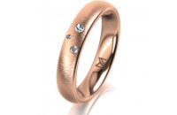 Ring 14 Karat Rotgold 4.0 mm sandmatt 3 Brillanten G vs...