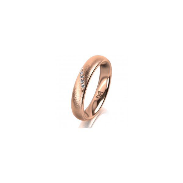 Ring 14 Karat Rotgold 4.0 mm sandmatt 4 Brillanten G vs Gesamt 0,020ct