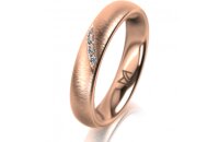 Ring 14 Karat Rotgold 4.0 mm sandmatt 4 Brillanten G vs...