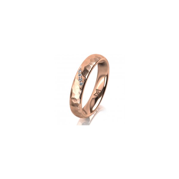 Ring 14 Karat Rotgold 4.0 mm diamantmatt 4 Brillanten G vs Gesamt 0,020ct